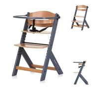 Chipolino Chaise haute bébé Tip Top bois réglable table sangle chaise d'escalier, coloris:gris