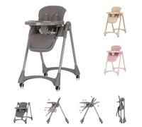 Chipolino Chaise haute Candy Shop, 4 roulettes, réglable, repose-pieds, pliable, coloris:gris