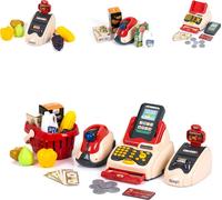 Chipolino Jouet Caisse enregistreuse 24 pièces Scanner Lecteur de cartes Fruits Panier Argent rouge