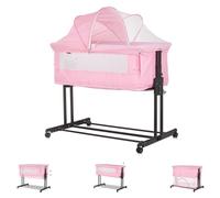 Chipolino Lit d'appoint 2 en 1 Zen Parc Moustiquaire Matelas Roues Frein, coloris:rose