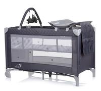 Chipolino Lit de voyage Luna 2 niveaux Matelas à langer, pliable, arche de jeu, coloris:gris