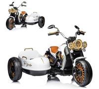 Chipolino Moto électrique pour Enfants Duo TRON Side-Car Musique pour 2 Enfants, Coloris:Blanc