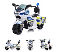 Chipolino Moto électrique pour Enfants Police, 3 Roues, phares, Fonction Musique, Coloris:Blanc Bleu