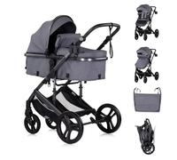 Chipolino Poussette 2 en 1 Amore Porte-boisson Sac à langer Couvre-pieds Panier, coloris:grau gemustert