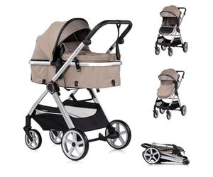 Chipolino Poussette combinée 2en1 Vista Sac à langer couvre-pieds panier harnais, coloris:beige
