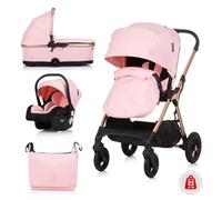 Chipolino Poussette combinée 3 en 1 Infinity, coque i-Size, nacelle, siège sport, coloris:rose