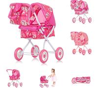 Chipolino Poussette de poupée Emily sac, toit ouvrant réglable, pliable rose