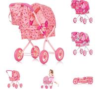 Chipolino Poussette de poupée Emily sac, toit solaire réglable, pliable rose