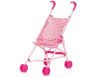 Chipolino Poussette de poupée Lily Pliable Roues Doubles Hauteur de poussée 57cm, Coloris:Rose