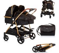 Chipolino poussette pour frères et soeurs Nouveau Twin Duo Smart pliable panier, coloris:noires