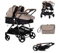 Chipolino poussette pour frères et soeurs Nouveau Twin Duo Smart pliable panier, coloris:braun schwarz