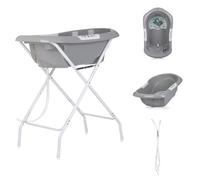 Chipolino Support de baignoire Noemi pliable, drain, compartiments de rangement, couleurs : gris