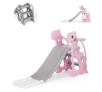 Chipolino Toboggan Enfants Dino 116 cm Longueur Glisse Ballon avec Panier Basket, Coloris:Rose