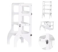 Chipolino Tour d'apprentissage enfants 2 en 1 table et tabouret tour d'aide bois, coloris:blanc