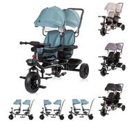 Chipolino Tricycle Hip Hop, Deux Enfants, jusqu'à 40 kg, sièges pivotants à 360, Coloris:Turquoise