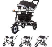 Chipolino Tricycle Tricycle 2Play deux enfants jusqu'à 50 kg pneus en caoutchouc guidon noir gris