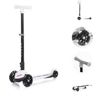 Chipolino Trottinette Robby 3 roues LED guidon réglable en hauteur rabattable frein blanc