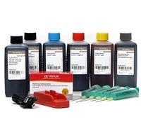 Chipresetter et Encre 6 x 1 Litre Compatible pour Canon PGI-550, CLI-551, Encre de Recharge pour Canon Pixma série IP 8700, IP 8750, MG 6300, MG 6350, MG 7100, MG 7150, MG 7500, MG 7550 (Pas d'OEM)
