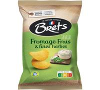 CHIPS BRETS Ondulées saveur Fromage Frais & Fines Herbes - Saveur Originale et Croquante ONDULÉES Idéales pour l'Apéritif 125 G LOT DE 5