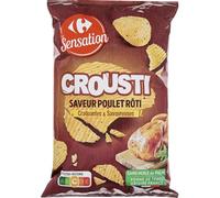 Chips croustillantes saveur poulet rôti CARREFOUR SENSATION format 125g sans huile de palme pomme de terre origine France - Lot de 6