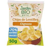 Chips de Lentilles Bio au Goût Savoureux des Petits Oignons - Sans Gluten | Marque Jardin Bio Étic Délicieuses et Croustillantes - Idéales pour une Alimentation Diét - Le Lot De 4