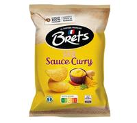 Chips de pommes de terre françaises saveur sauce curry, épices indiennes, format 125 g, production en Bretagne, commerce équitable - Lot de 6