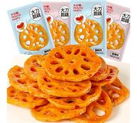 Chips De Racine De Lotus Croustillantes, Emballées Individuellement, Chips De Racine De Lotus De Spécialité Chinoise, Marinage Traditionnel, Aigre Et Épicé, Délicieux Avec Du Riz, 30g*4