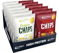 Chips protéinées IronMaxx - Mélange de poivre, crème fraîche et oignon - 12 x 60 g | Faibles en glucides, sans gluten et faibles en sucre | En-cas protéiné croustillant