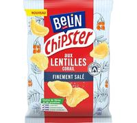 CHIPSTER AUX LENTILLES CORAIL FINEMENT SALÉ 80G, BELIN, LOT DE 5