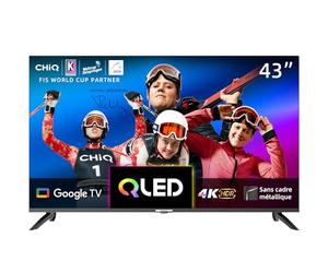 CHIQ 43 Pouces 4K QLED Smart TV, UHD Wide Color Gamut avec HDR, Chromecast intégré, Dolby Audio, DBX-TV, Bluetooth 5.0, Wi-FI Double Bande, U43QM8E Modèle 2023