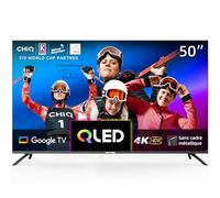 CHIQ 50 Pouces 4K QLED Smart TV, UHD Wide Color Gamut avec HDR, télécommande à Commande vocale, Chromecast intégré, Dolby Audio, DBX-TV, Bluetooth 5.0, Wi-FI Double Bande, U50QM8E Modèle 2023