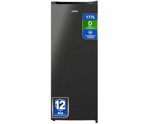 CHiQ Congélateur Armoire 177L avec 4 Étoiles & Porte Réversible Noir | 2 Abattants, 4 Tiroirs, Design en Acier Noir, Pieds Réglables, Hauteur 1440mm, CSD208D4D