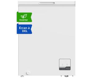 CHiQ Congélateur coffre 142 L Inverter, affichage de la température externe, mode de congélation rapide -32 ℃, grille métallique, faible bruit 63,5 x 55,6 x 83,5 cm
