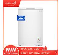 CHiQ Congélateur Coffre 99 L, 4 étoiles de congélation, Classe E, Compresseur garanti 12 ans, Thermostat, Grille, Porte équilibrée, Silencieux, Blanc