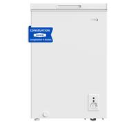 CHiQ Congélateur coffre 99 L JR99DWE, capacité de congélation 4 étoiles, thermostat réglable, panier métallique amovible, couvercle coulissant, fonctionnement silencieux, finition blanche, classe éner