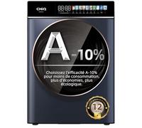 CHiQ CW106581AX Lave linge, 10 kg 30%, moteur Inverter BLDC, 1400 tr/min, 12 cycles de lavage, traitement vapeur, lavage en un seul clic, écran tactile à DEL, grand tambour, gris