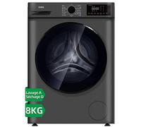 CHiQ JW85882HG combiné lave-linge/sèche-linge 8 kg/5 kg, tambour 530 mm, moteur BLDC 1400 tr/min, vapeur, 1-Touch, lavage rapide 15 min, largeur 465 mm, gris foncé