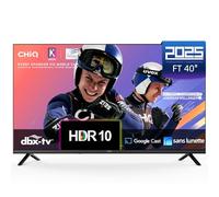 CHIQ L40FT Téléviseur Intelligent 40" (100 cm), Full HD, HDR10, Google TV OS, Audio Dolby & DBX-TV, Tuner Triple DVB-C/T/T2/S/S2, Chromecast Intégré, Design Métal sans Cadre