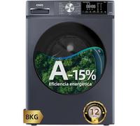 CHiQ Lave-linge CFL80-14586IM3XA,8 kg,Class A-15%,Space Pro,Moteur Inverter stable, 1400 tr/min, Programme intelligent à IA, Fonction vapeur, Lavage rapide 15 minutes, 15 cycles lavage, Gris