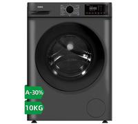 CHiQ Lave-linge frontal 10 kg JW105883G, tambour 530 mm, moteur BLDC 1 400 tr/min, programme vapeur, commande intelligente à une touche et lavage rapide 15 min, largeur 465 mm, gris foncé, Classe éner