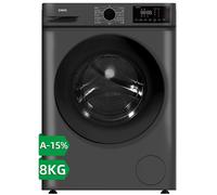 CHiQ Lave-linge frontal 8 kg JW85883G, Gris Foncé, Classe Énergétique A-15%, Grand Tambour 530mm, 1400 tr/min, 16 Programmes, Lavage Vapeur & 1-Touch Smart Wash