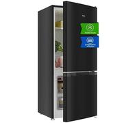 CHIQ Réfrigérateur congélateur bas 117 litres, 39dB, Commande électronique, Acier noir, Rangement de tri, Dégivrage manuel facile