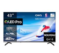 CHiQ Téléviseur 43QA10 Intelligent 43 Pouces (108 cm) 4K Ultra HD QLED HDR10, VRR & ALLM Design Ultra-Mince sans Cadre Métallique Dolby Audio Triple Tuner (DVB-C/T/T2/S/S2) Wi-FI