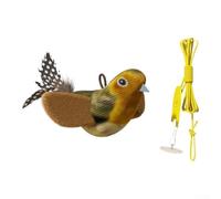 Chirping Bird Jouet pour chat avec corde de suspension élastique, plumes réalistes et herbe à chat à l'intérieur pour s'engager et pour une expérience de jeu durable (marron)