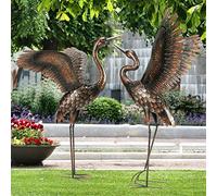 chisheen Lot de 2 Statues de Jardin en métal pour décoration de pelouse, terrasse, arrière-Cour, 117 cm