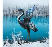 chisheen Statue de Jardin en Forme de Grue en métal, décoration extérieure, Art de la Cour, leurre pour Jardin, étang, terrasse, Porche, pelouse