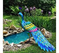 chisheen Statue de Paon en métal pour décoration de Jardin