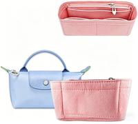 Chispee Organiseur de sac à main en feutre pour petit sac fourre-tout Longchamp, sac de rangement et de finition, doublure intérieure de sac à main, organiseur pour mini taille, rose