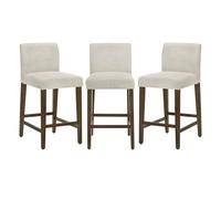 CHITA Lot de 3 tabourets de bar rembourrés de hauteur de comptoir, hauteur d'assise de 68,6 cm, tissu ivoire