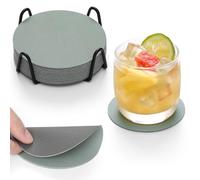 Chitomars Lot de 12 Dessous de Verre, Set de Coaster Antidérapant Double Face Lavable Dessous de Verre Isole et protège Les Meubles pour Servir Cafés dans Une Maison ou Un Bar (Gris Salvia Vert, Rond)